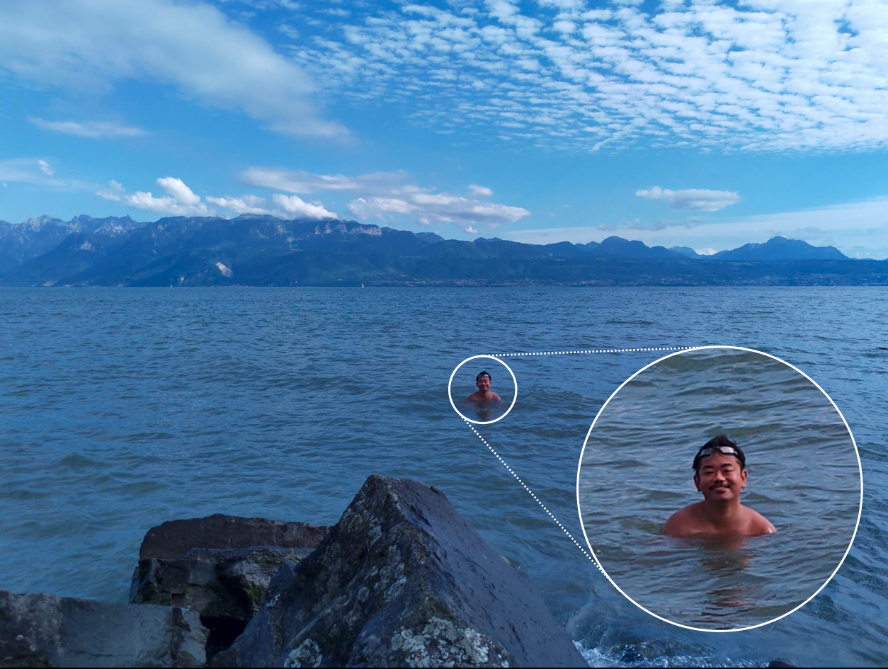 Swimming in Lac Léman in Lausanne, Switzerland circa early August 2021
